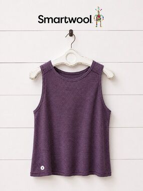 SMARTWOOL PURPLE STRIPED ATHLETIC TANK TOP SIZE XS